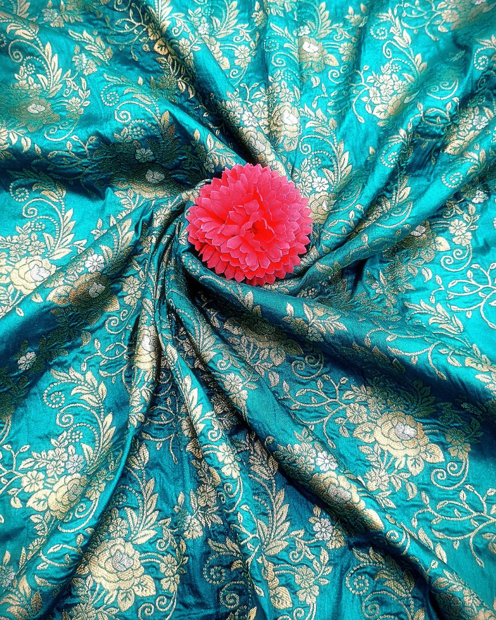 Banarasi Peacock Blue Colour 44 Inches Width