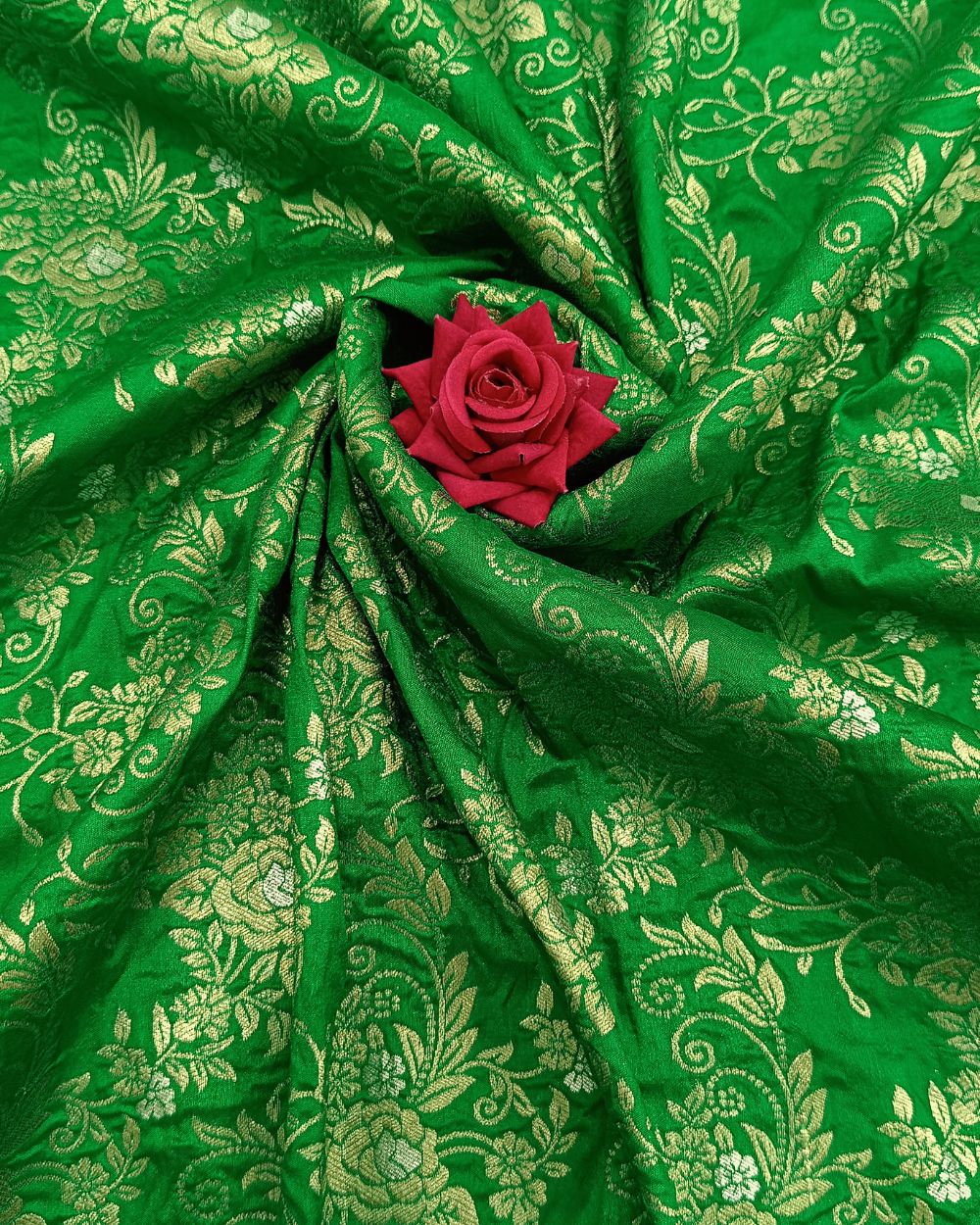 Banarasi Parrot Green Colour 44 Inches Width