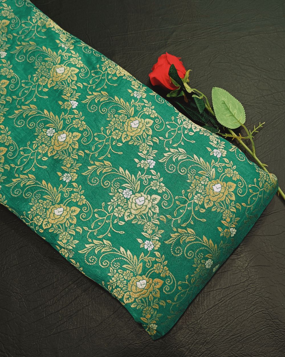 Banarasi Peacock Green Colour 44 Inches Width