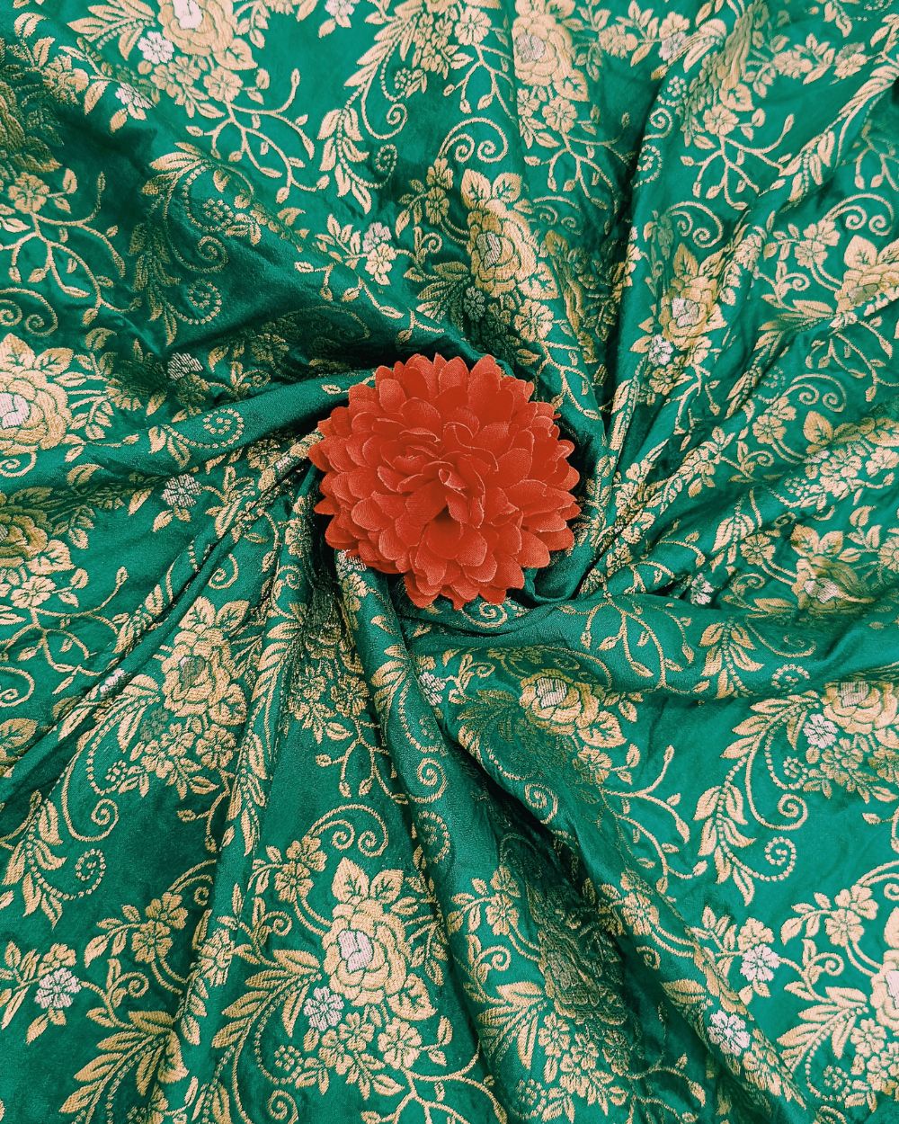 Banarasi Peacock Green Colour 44 Inches Width