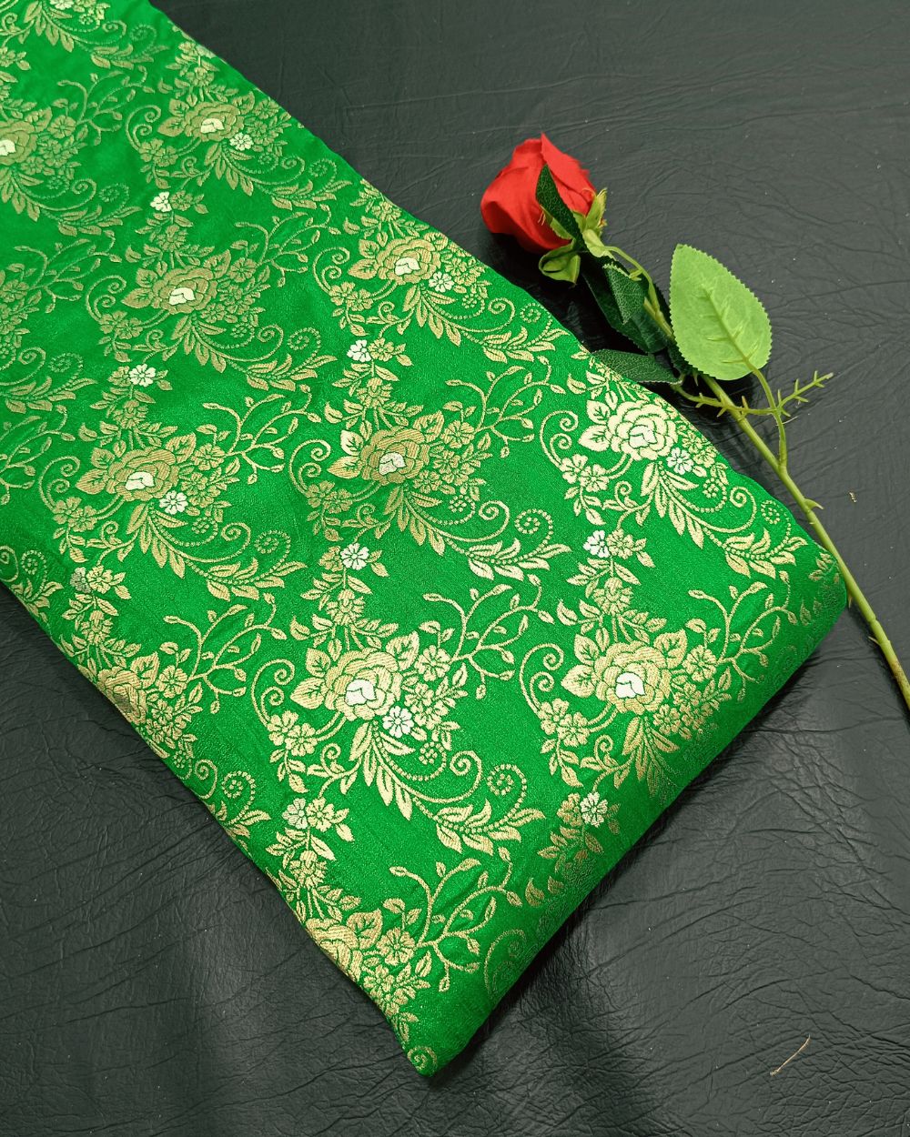 Banarasi Parrot Green Colour 44 Inches Width