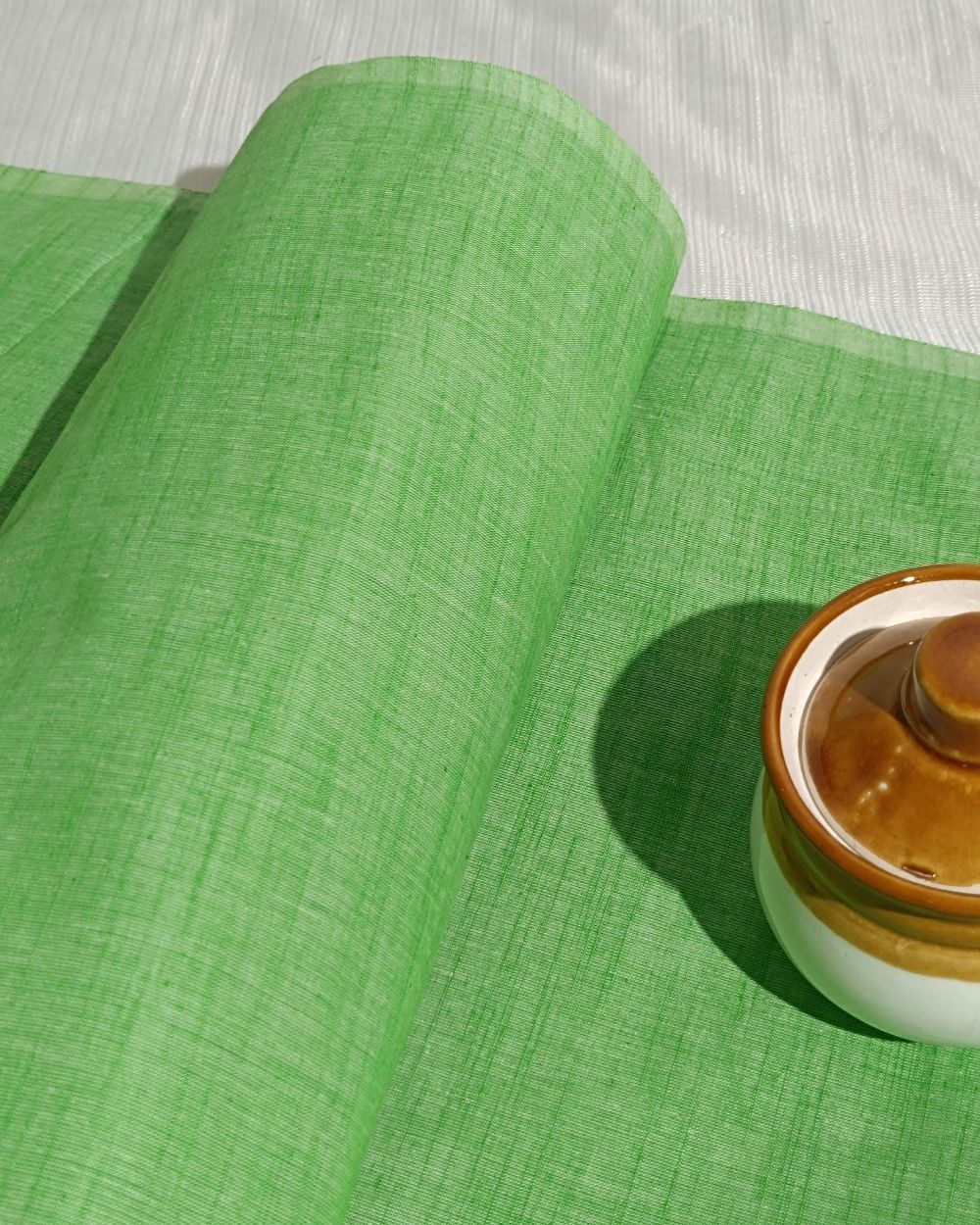Plain Khadi Cotton Fabric Pistachio Green Colour 45 Inches Width