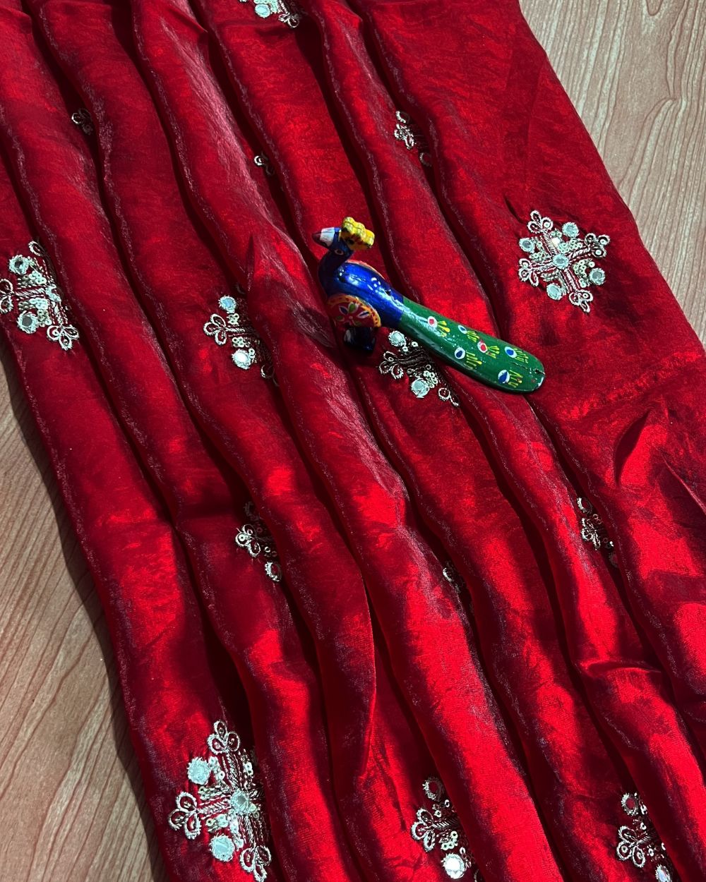 Space Silk Work Red Colour 44 Inches Width