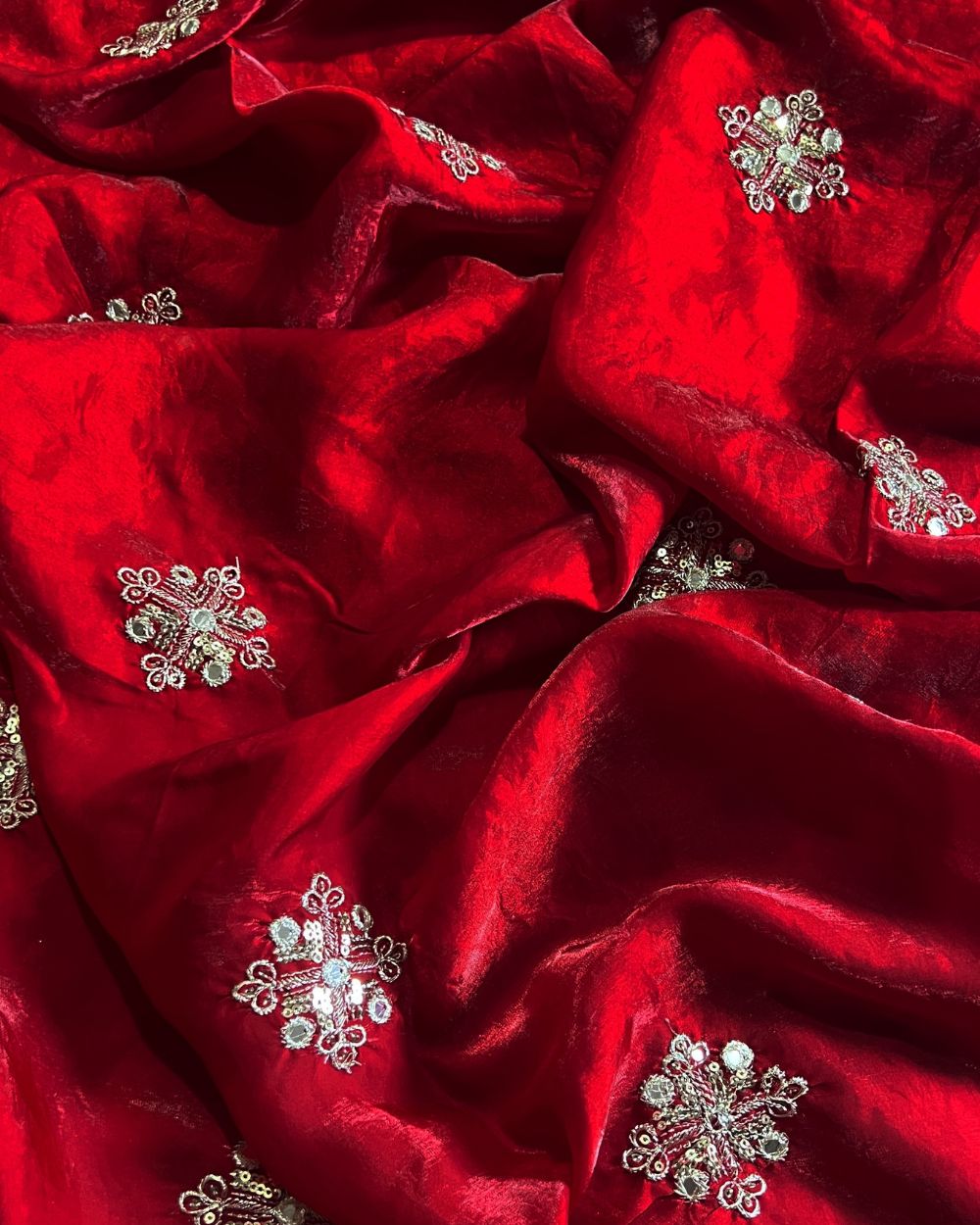 Space Silk Work Red Colour 44 Inches Width