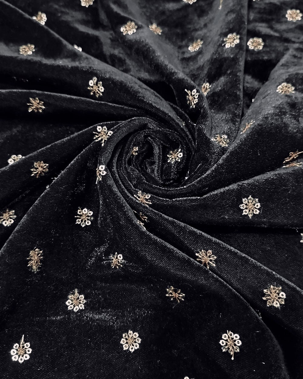 Velvet Work Black Colour 45 Inches Width