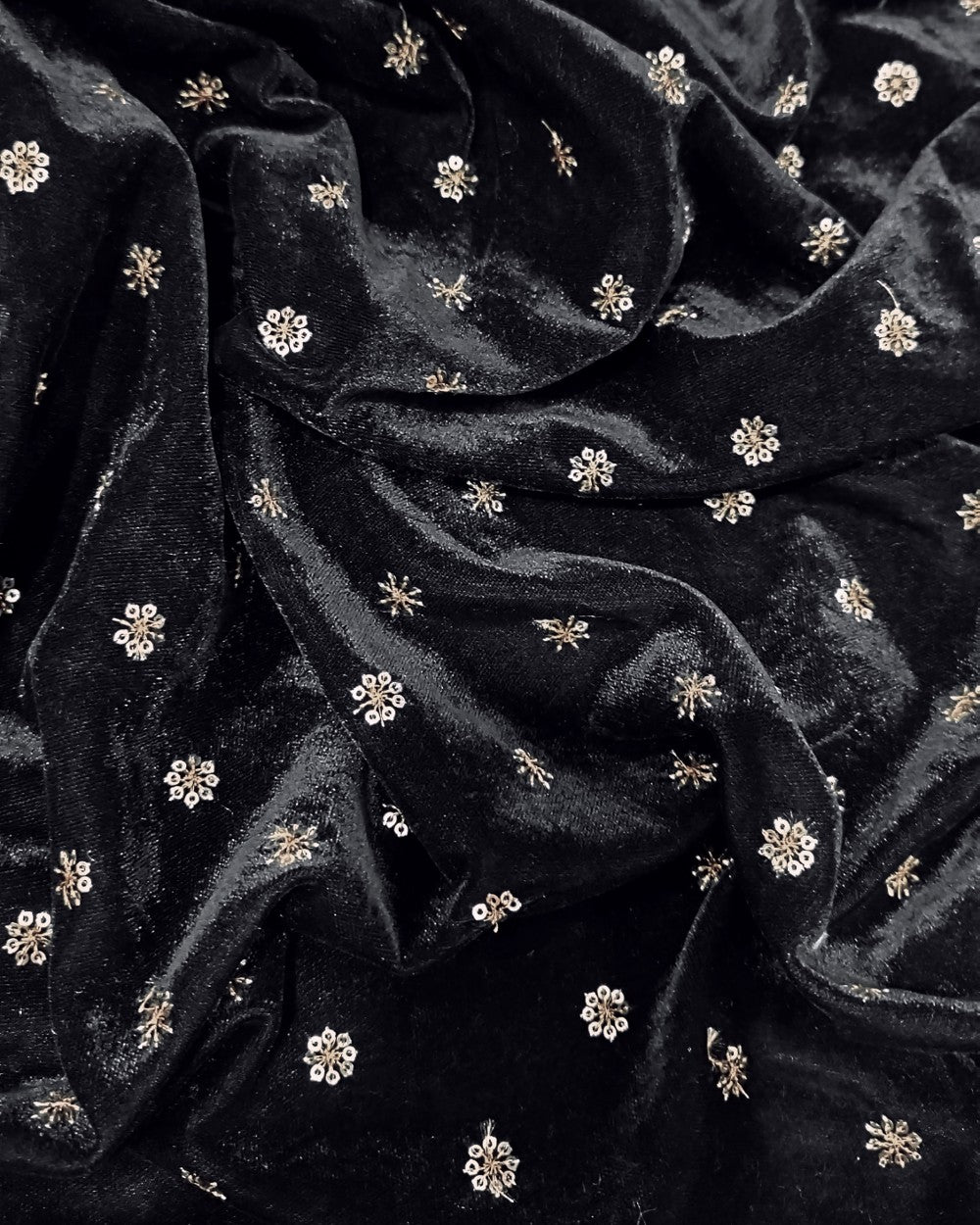 Velvet Work Black Colour 45 Inches Width