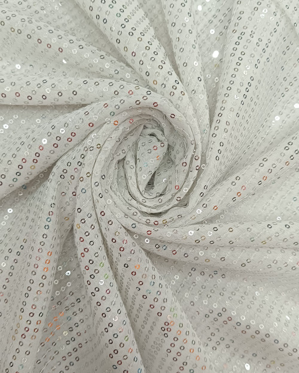 Georgette Sequin White Colour 38 Inches Width