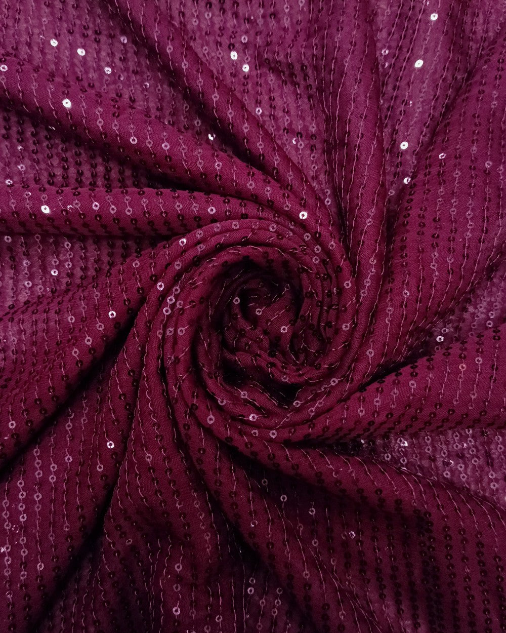 Georgette Sequin Wine Colour 38 Inches Width