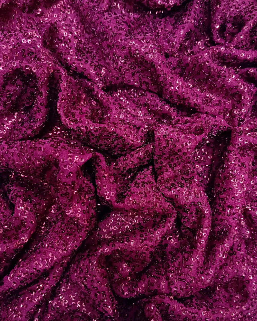 Georgette Khichdi-Sequins Wine Colour 38 Inches Width