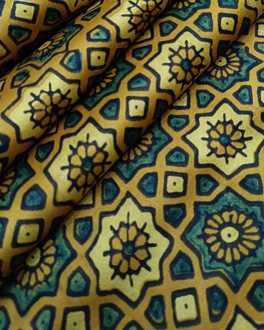 Printed Gajji Silk Mustard Colour 46 Inches Width