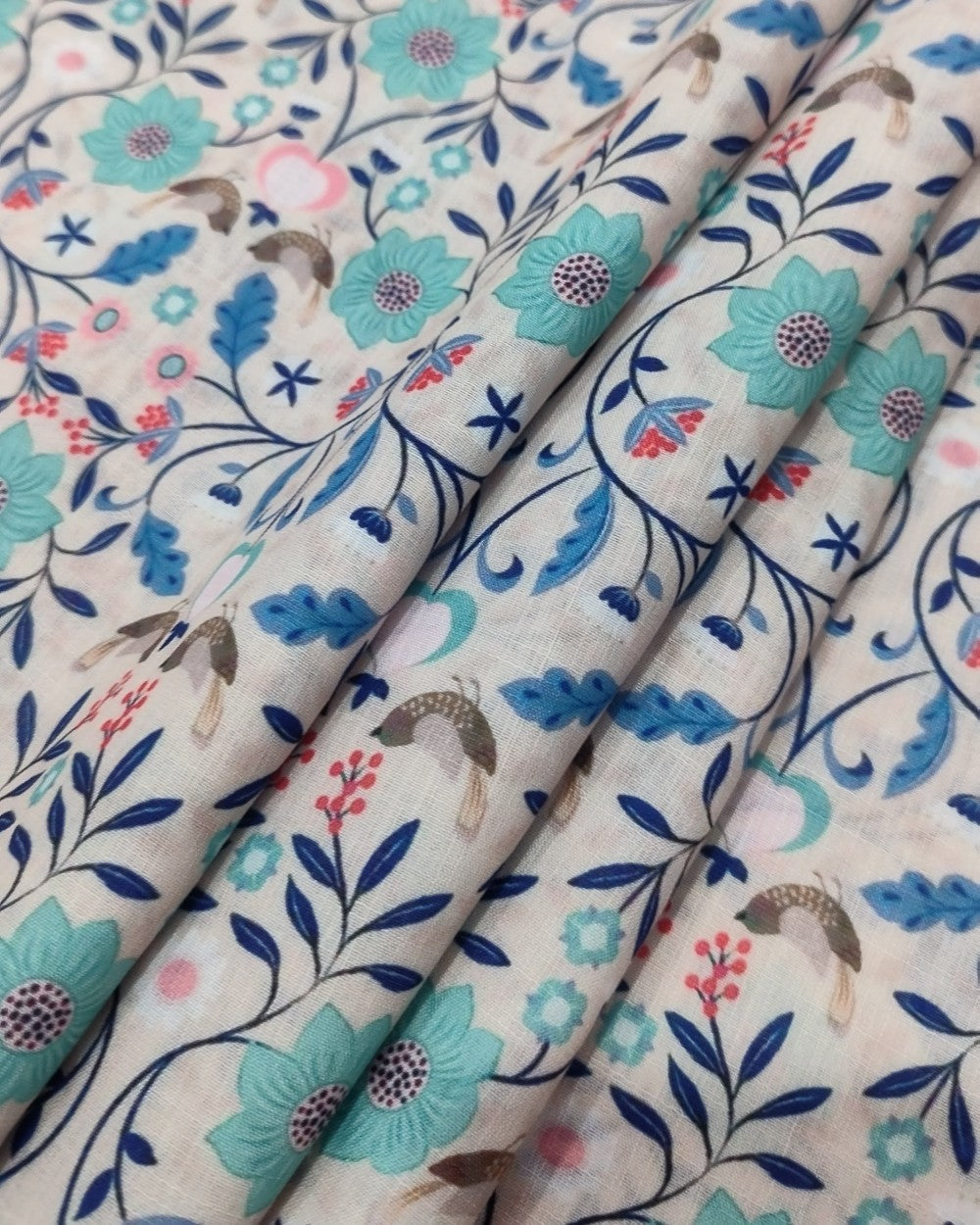 Cotton Linen Feel Floral Print Multicolor 43 Inches Width