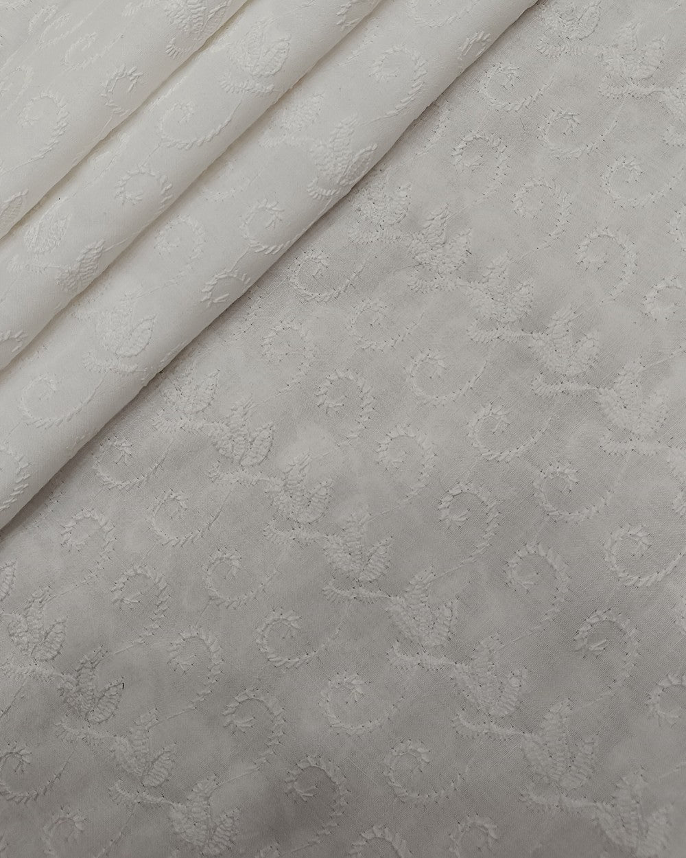 Chikan Cotton Work White Colour 42 Inches Width