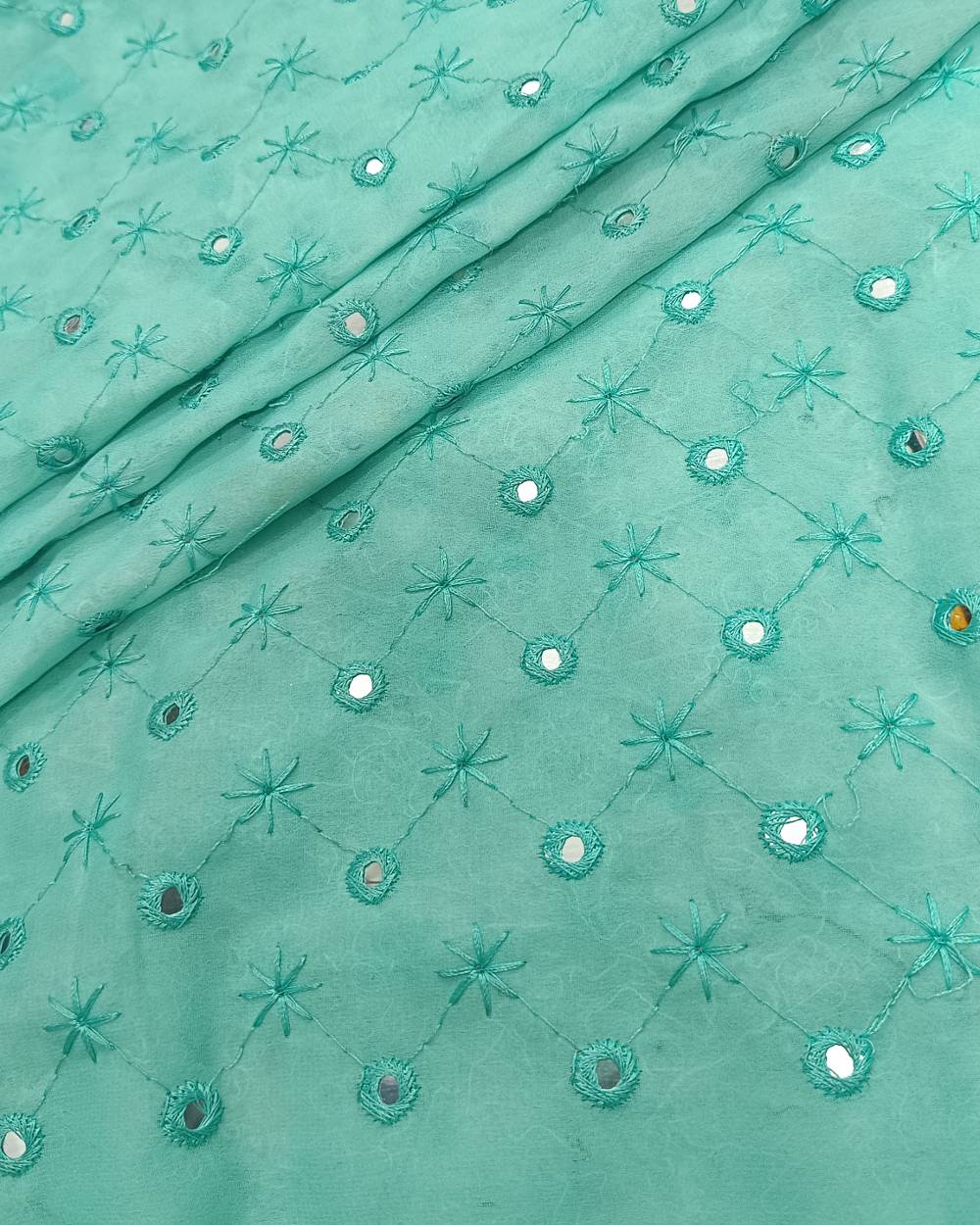 Georgette Abla Work Sky Blue Colour 43 Inches Width