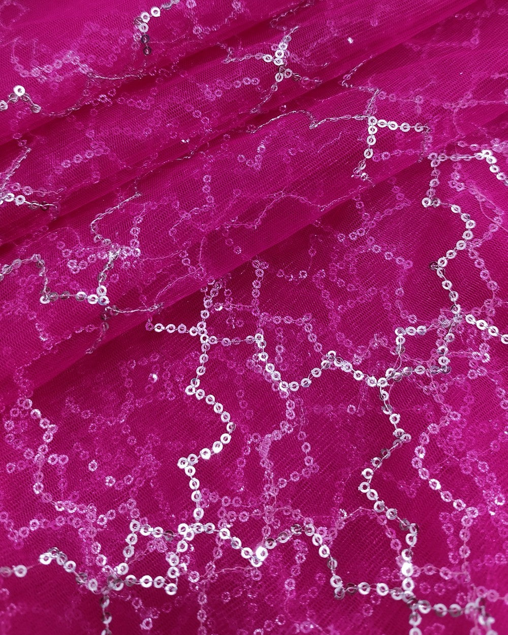 Net Work Rani Pink Colour 42 Inches Width