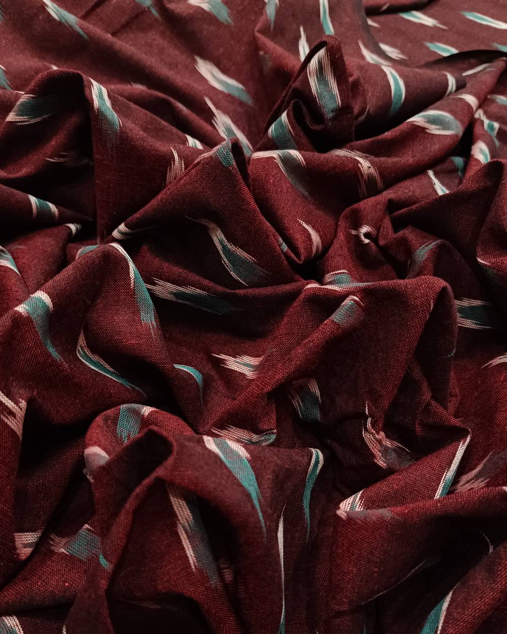 Cotton Ikat Dark Maroon Colour 45 Inches Width