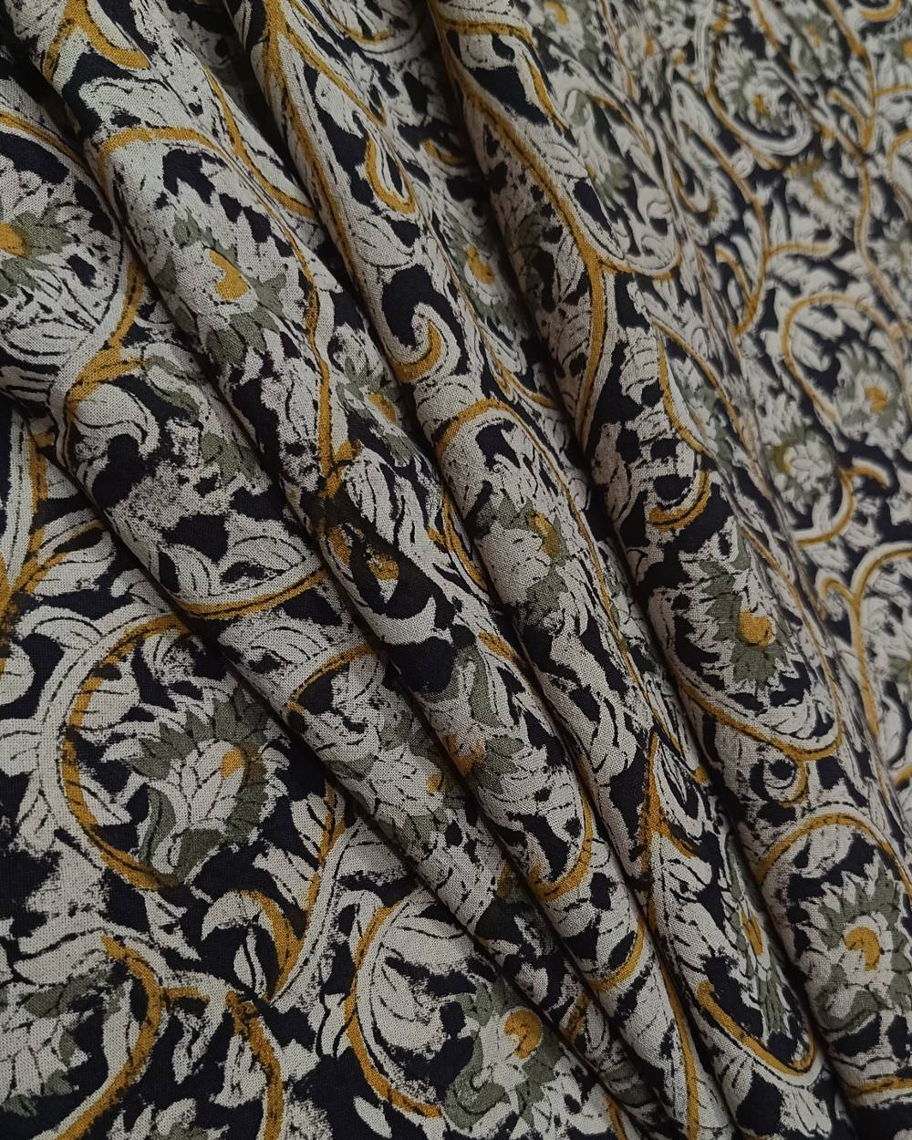 Printed Cotton Kalamkari Black Colour 46 Inches Width