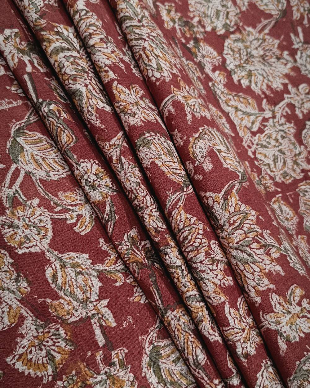 Printed Cotton Kalamkari Red Colour 45 Inches Width