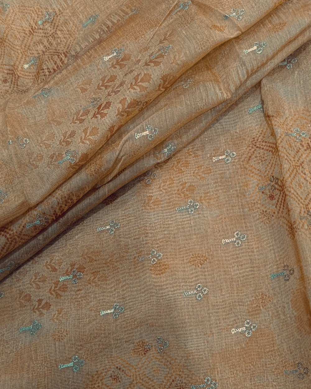 Printed Chanderi Foil Golden Colour 42 Inches Width