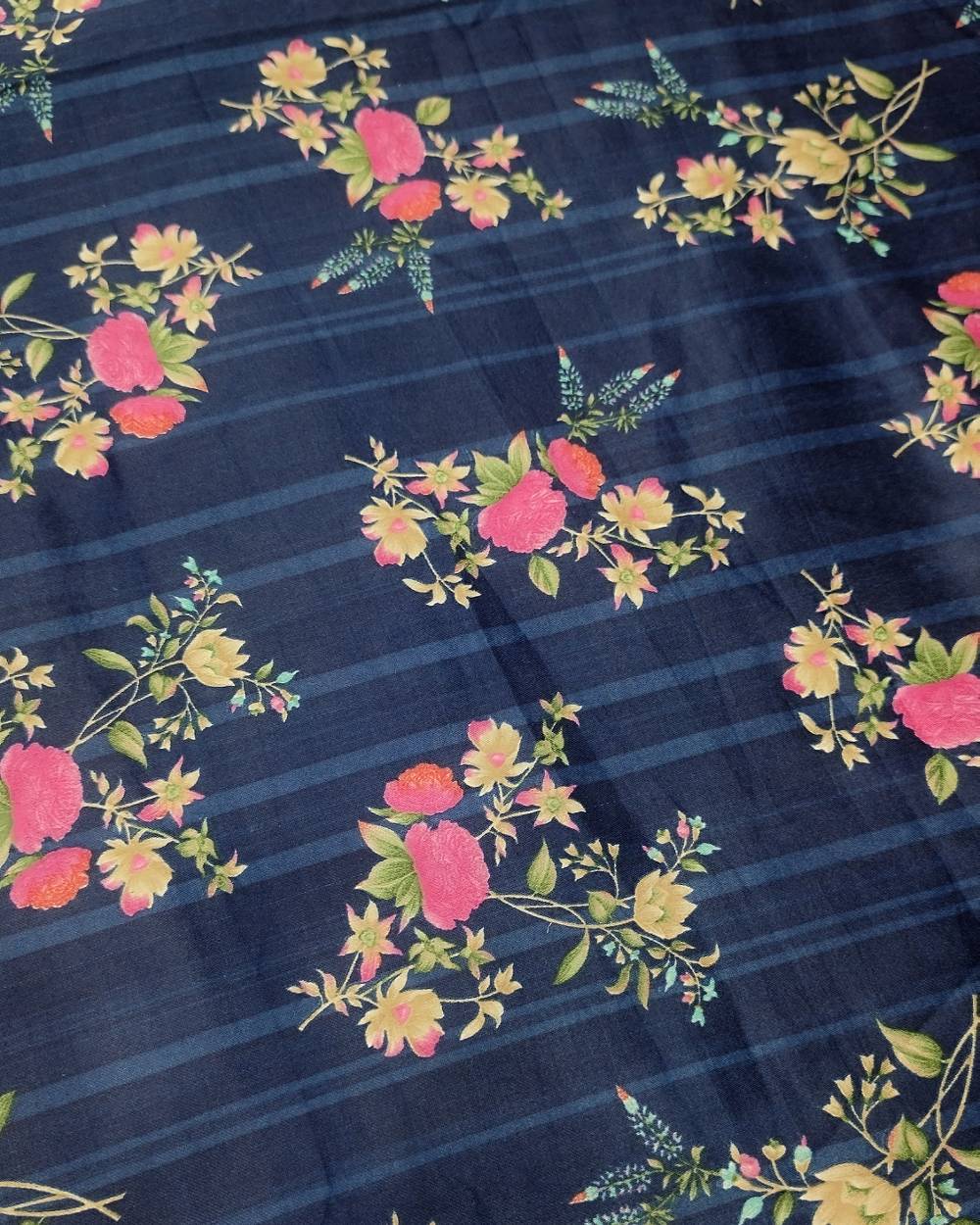 Printed Glaze Cotton Navy Blue Colour 41 Inches Width