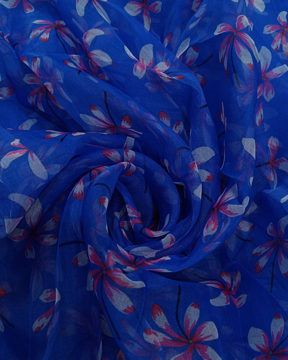 Printed Organza Royal Blue Colour 44 Inches Width