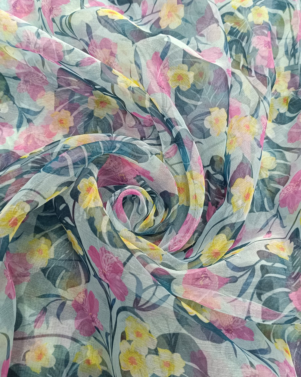 Printed Organza Grey Colour 44 Inches Width