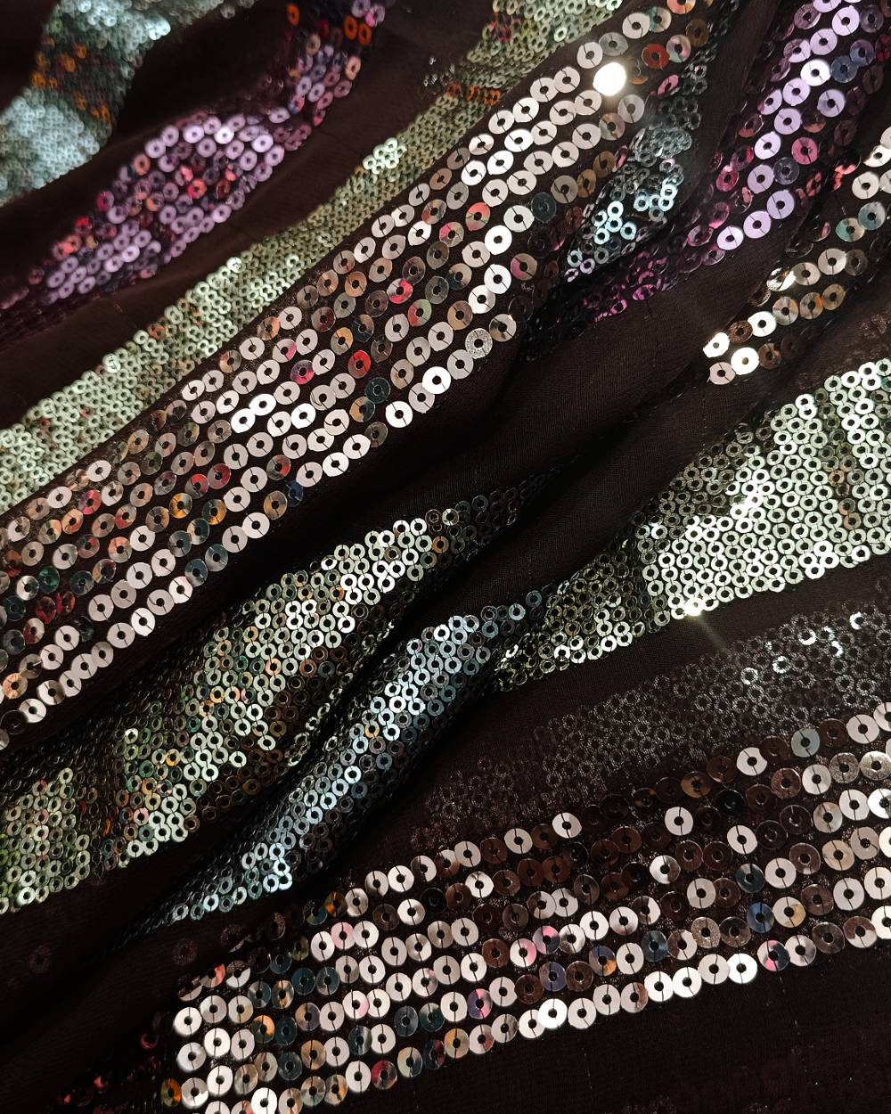 Georgette Sequin Work Brown Colour 44 Inches Width