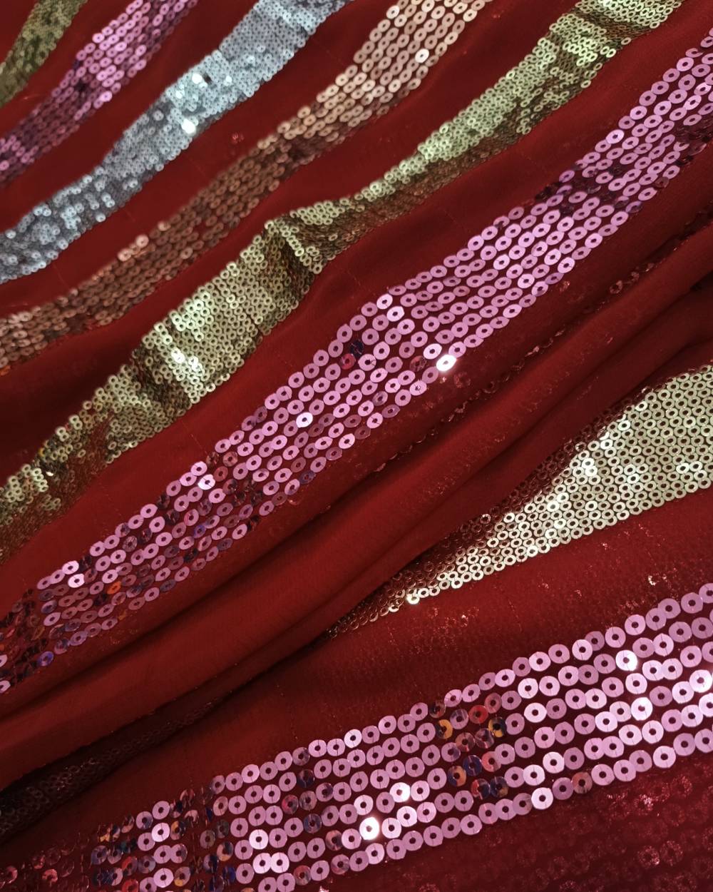 Georgette Sequin Work Maroon Colour 44 Inches Width