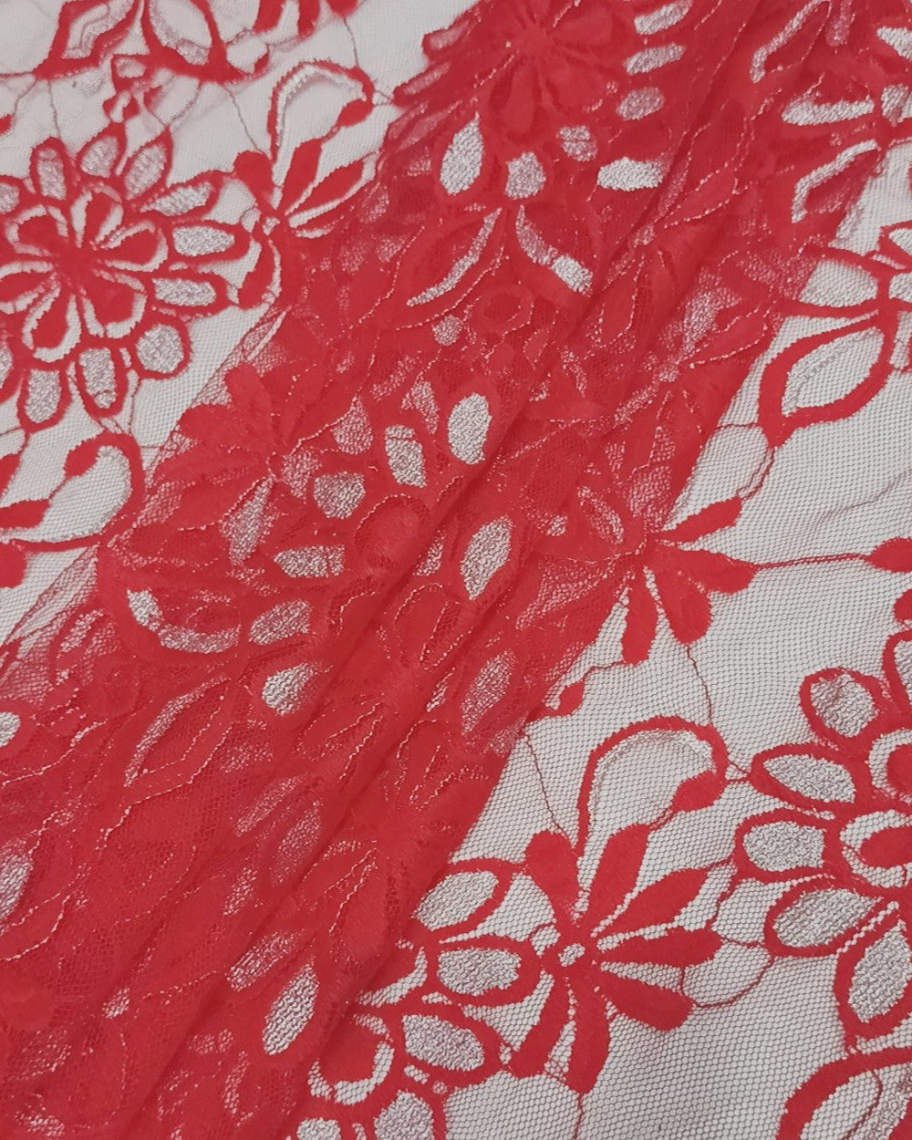 Russell Net Zari Work Red Colour 56 Inches Width