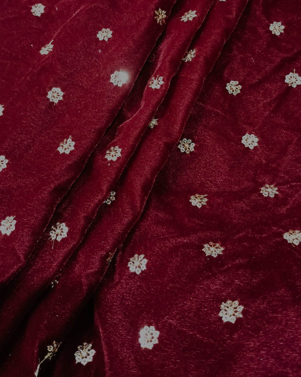 Velvet Work Maroon Colour 45 Inches Width