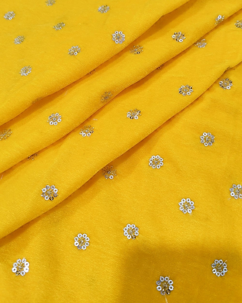 Velvet Work Yellow Colour 45 Inches Width